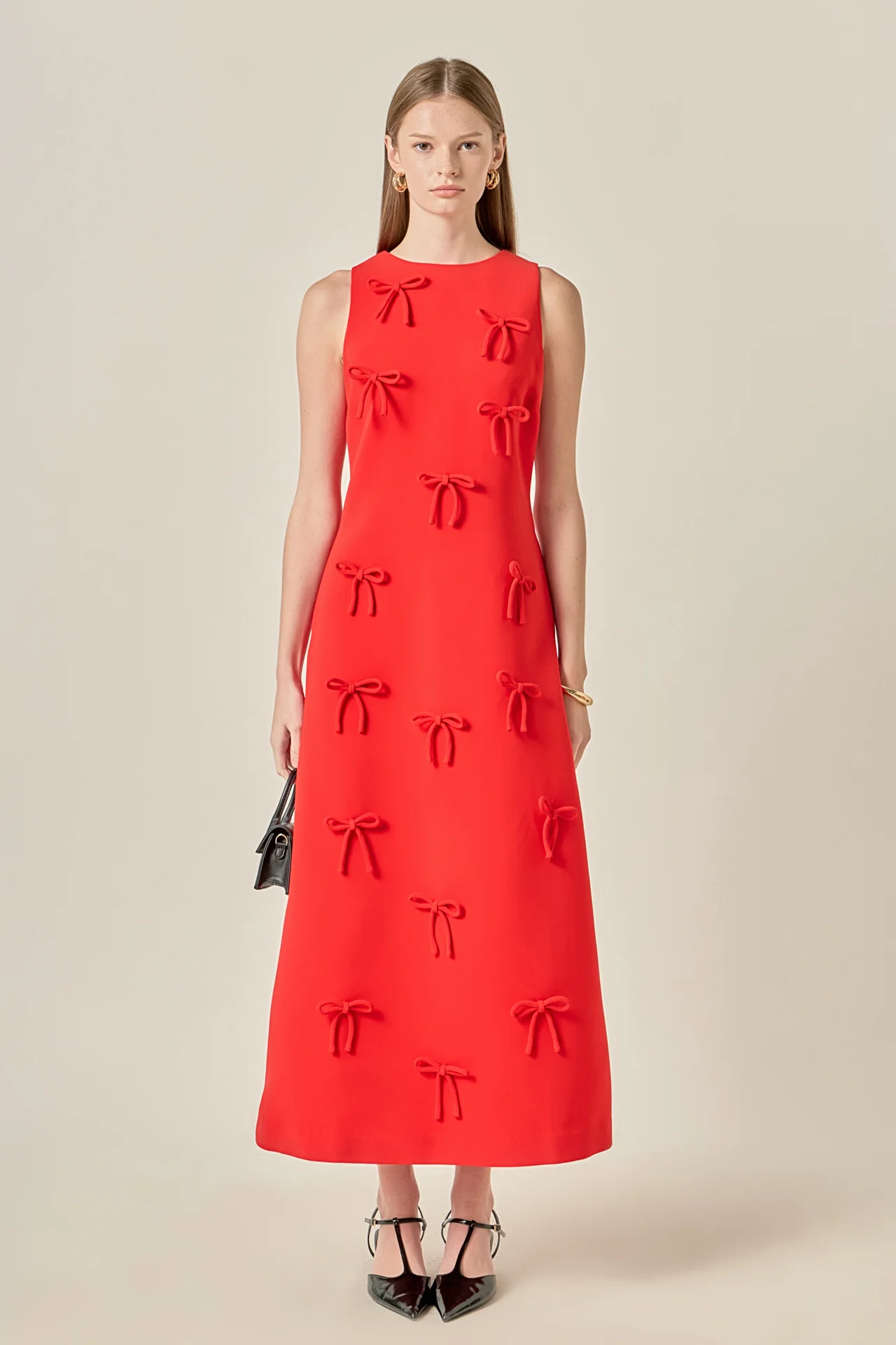 Bow Detailed Sleeveless Midi Dress - Image 6