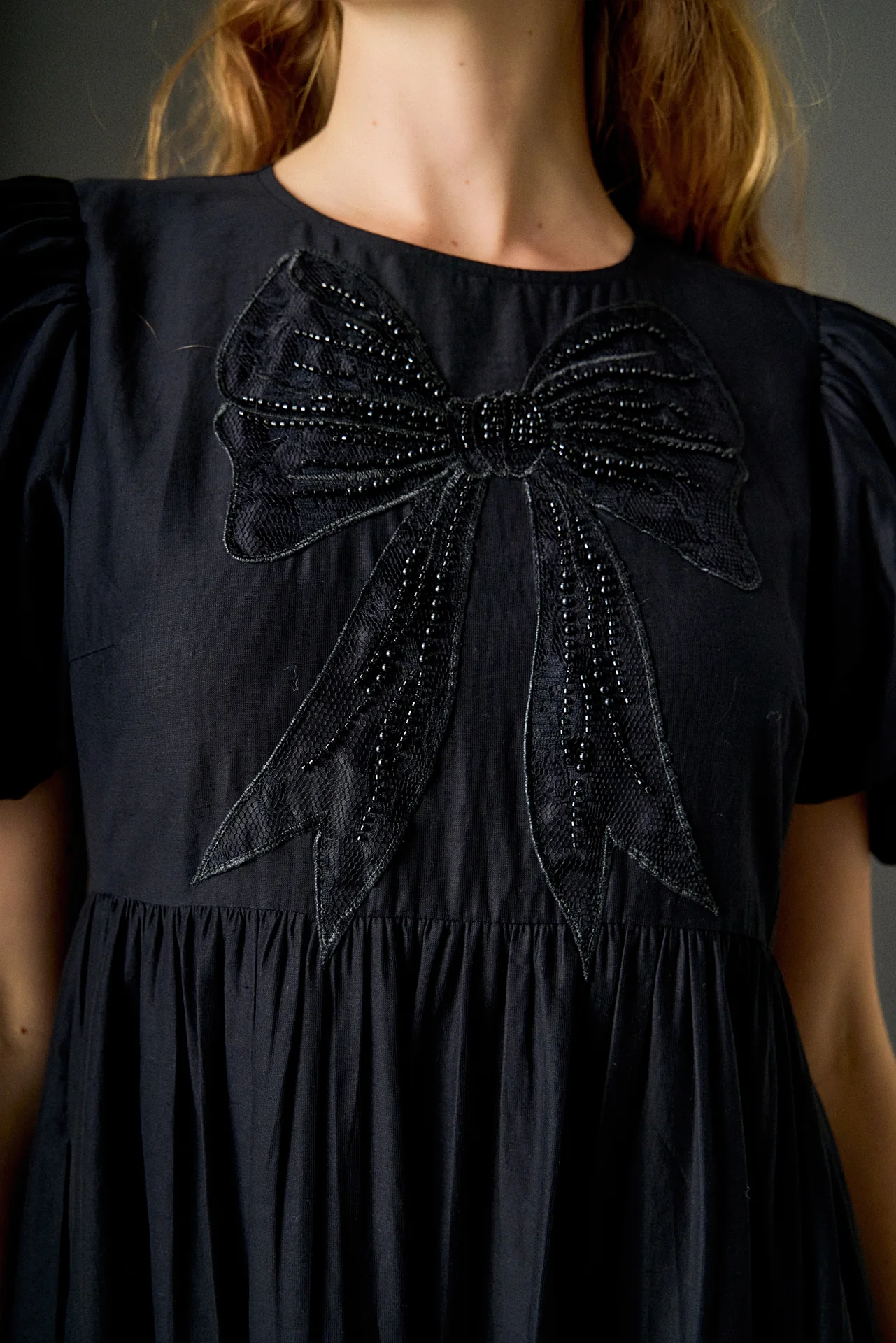 Bow Puff Sleeve Midi Dress - Image 3