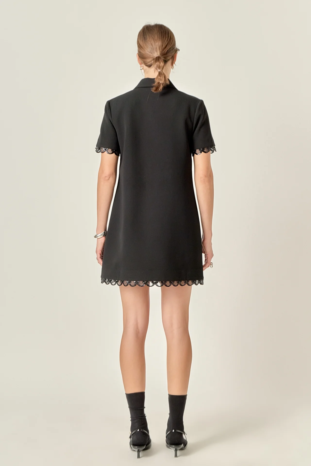 Margot Bow Scallop Hem Mini Dress - Image 4
