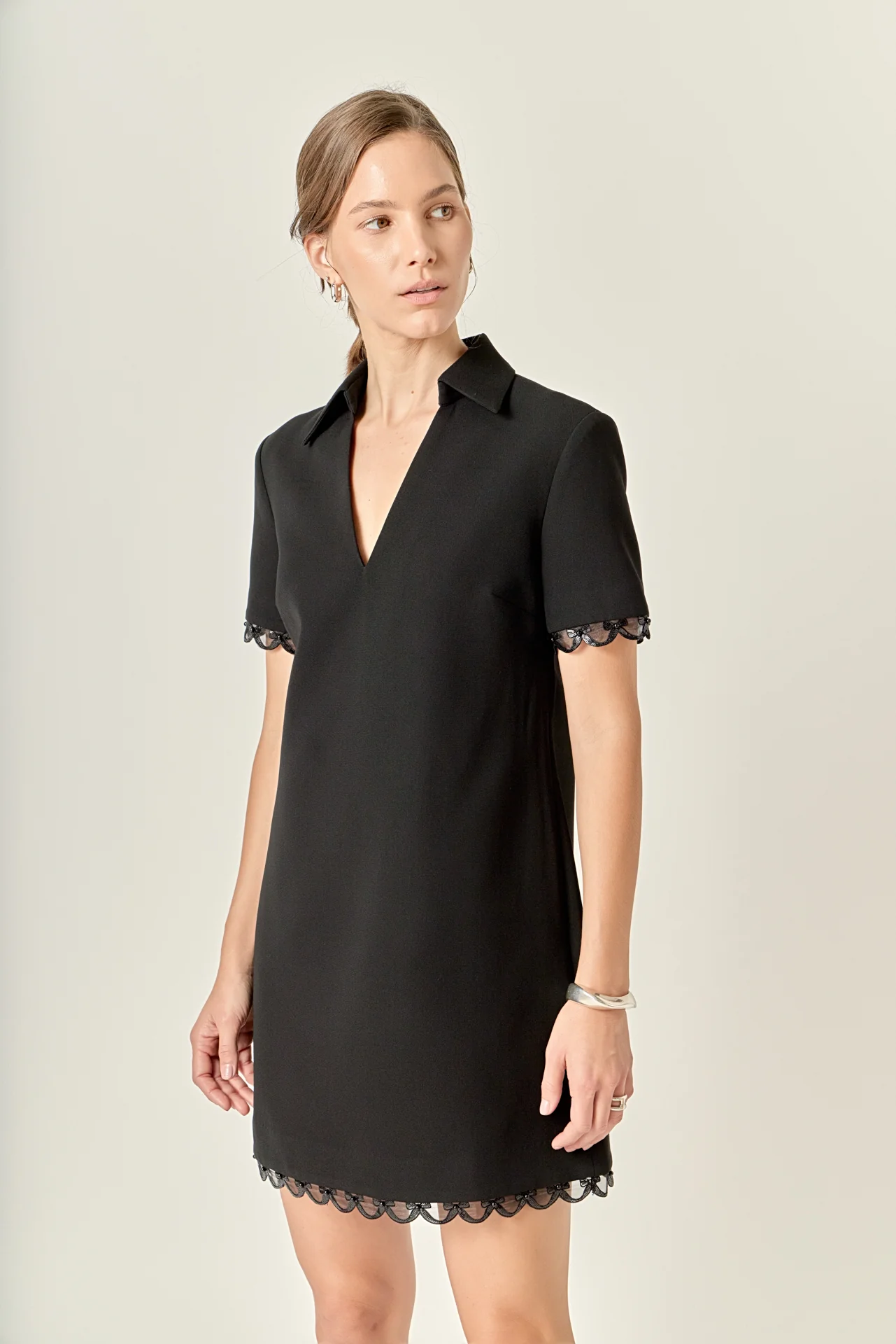 Margot Bow Scallop Hem Mini Dress - Image 5