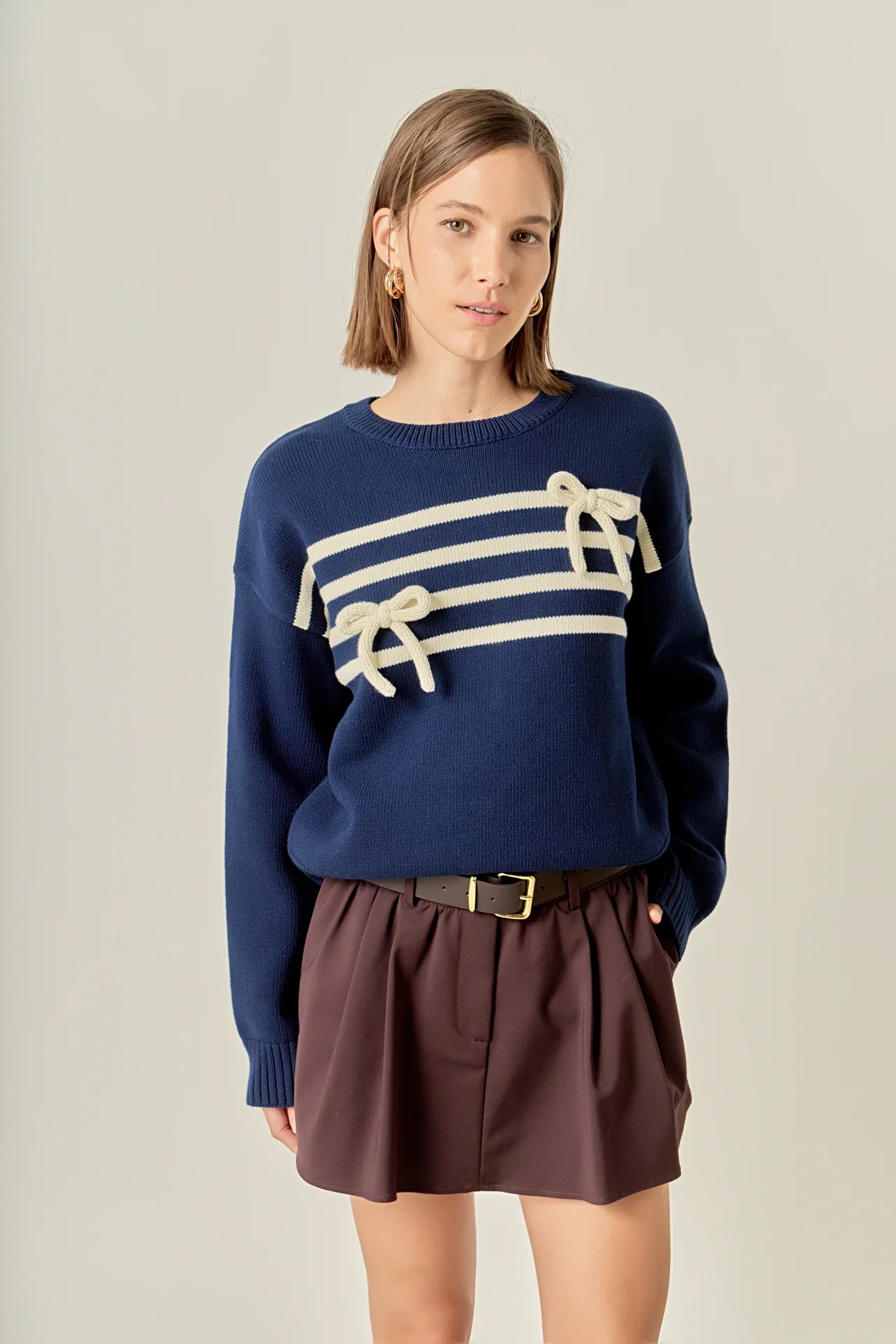 Eloise Bow Striped Knit Top - Image 5