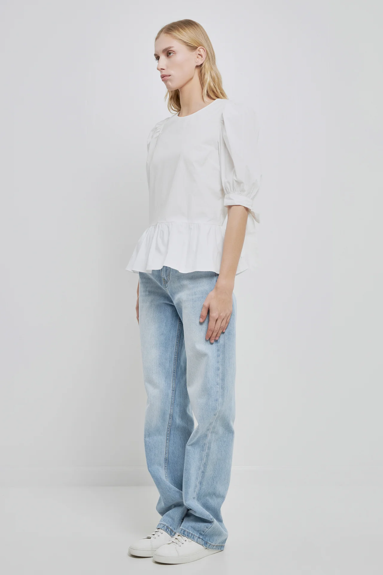 Puff Short Sleeve Peplum Top - Image 3