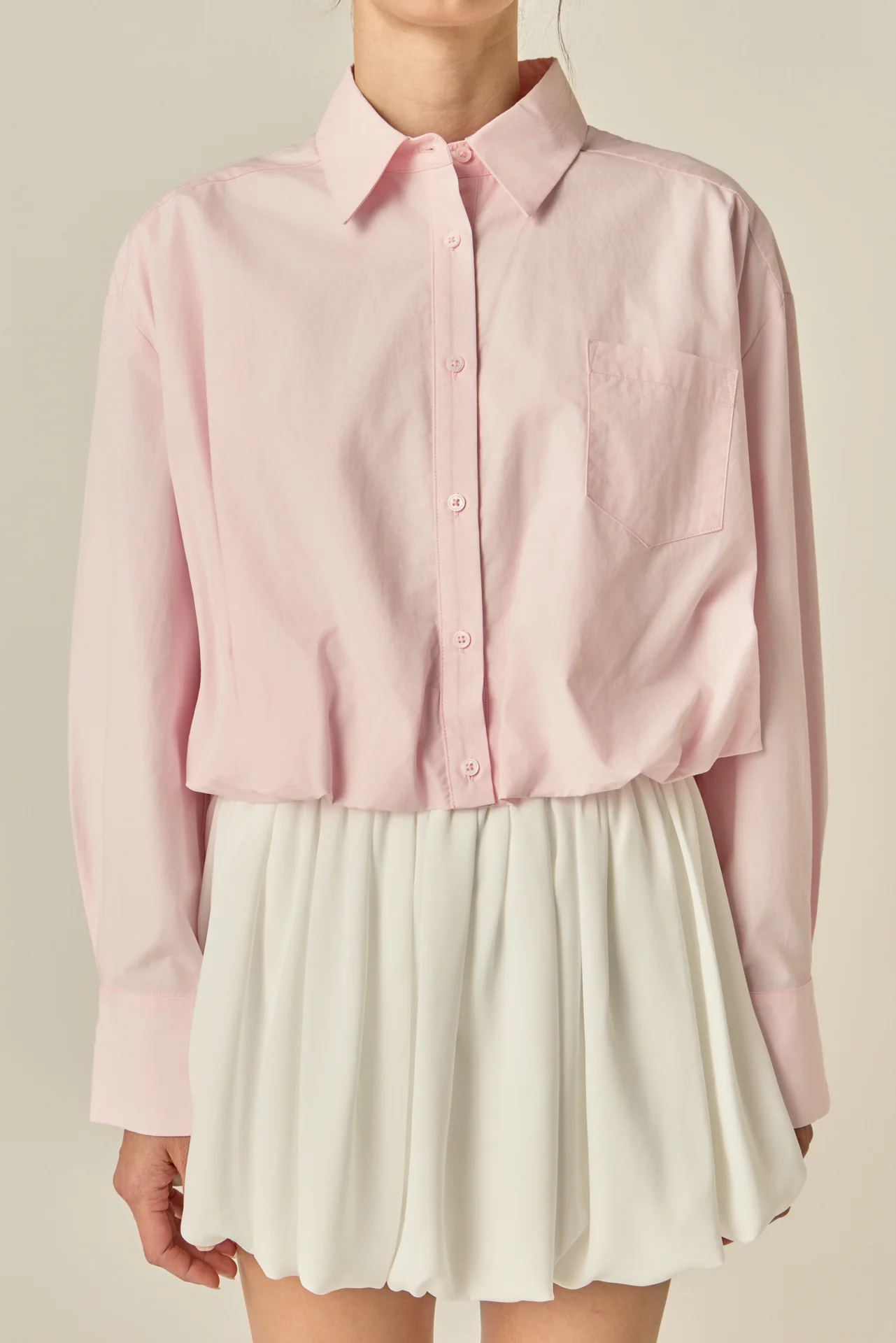 Bubble Hem Long Sleeve Shirt - Image 2