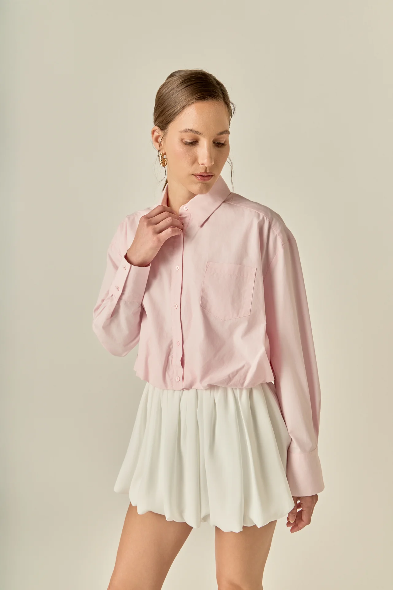 Bubble Hem Long Sleeve Shirt - Image 6