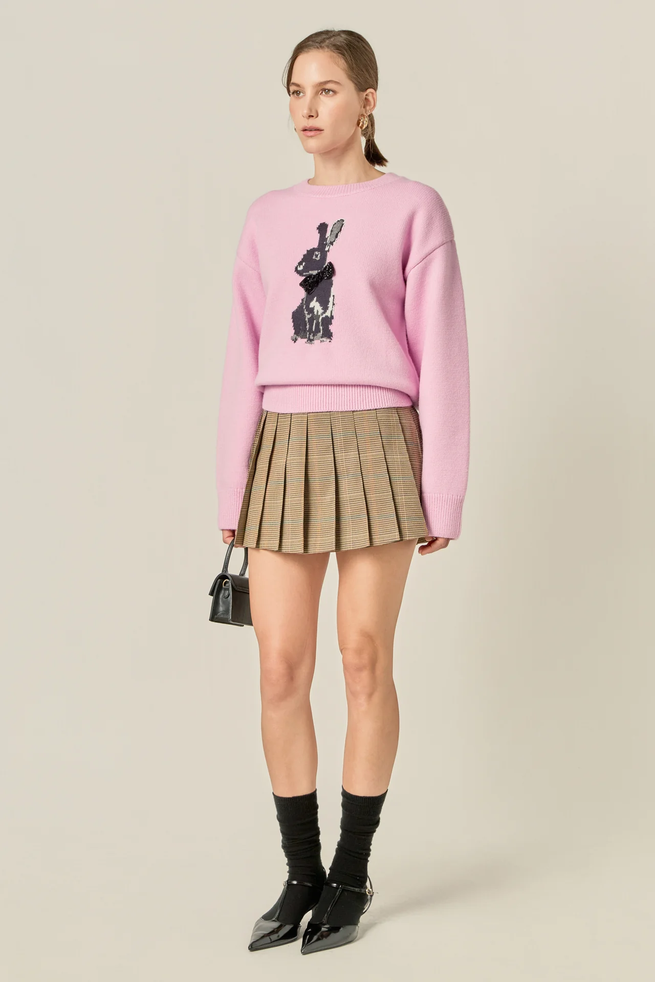 Bunny Rhinestone Bow Sweater - Image 3