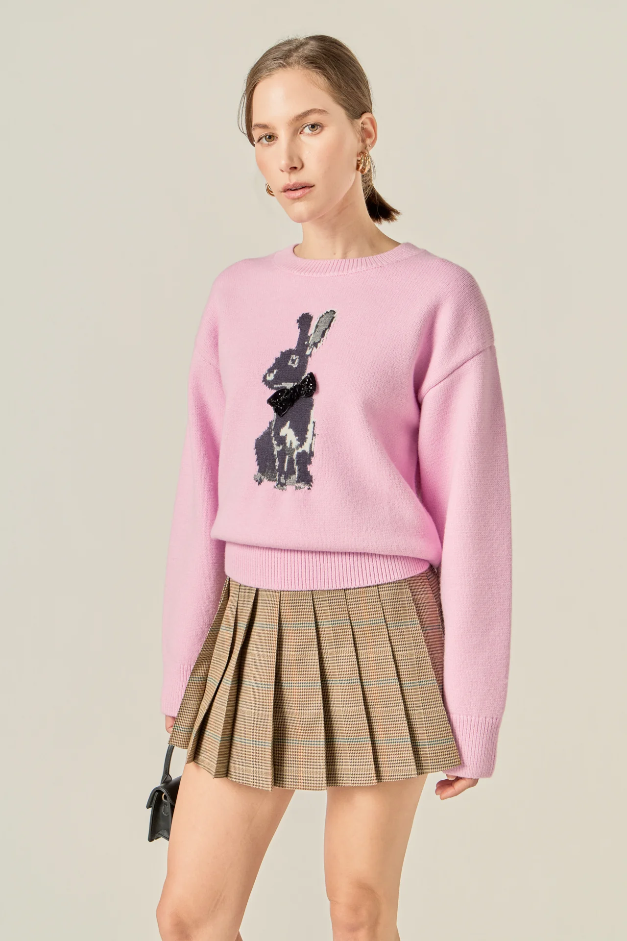Bunny Rhinestone Bow Sweater - Image 5