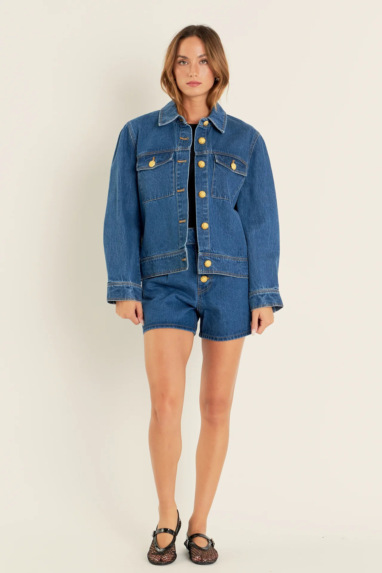 Buttoned Denim Shorts - Image 11