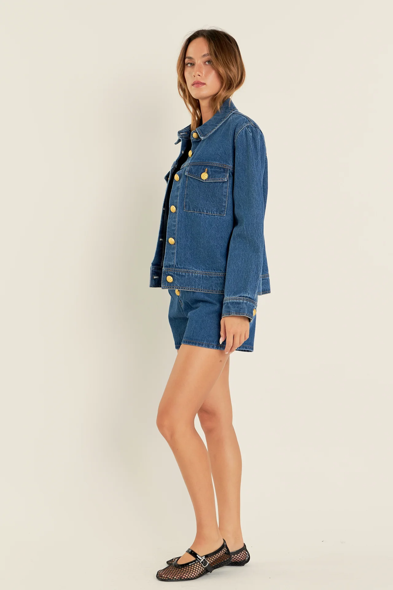 Buttoned Denim Shorts - Image 13
