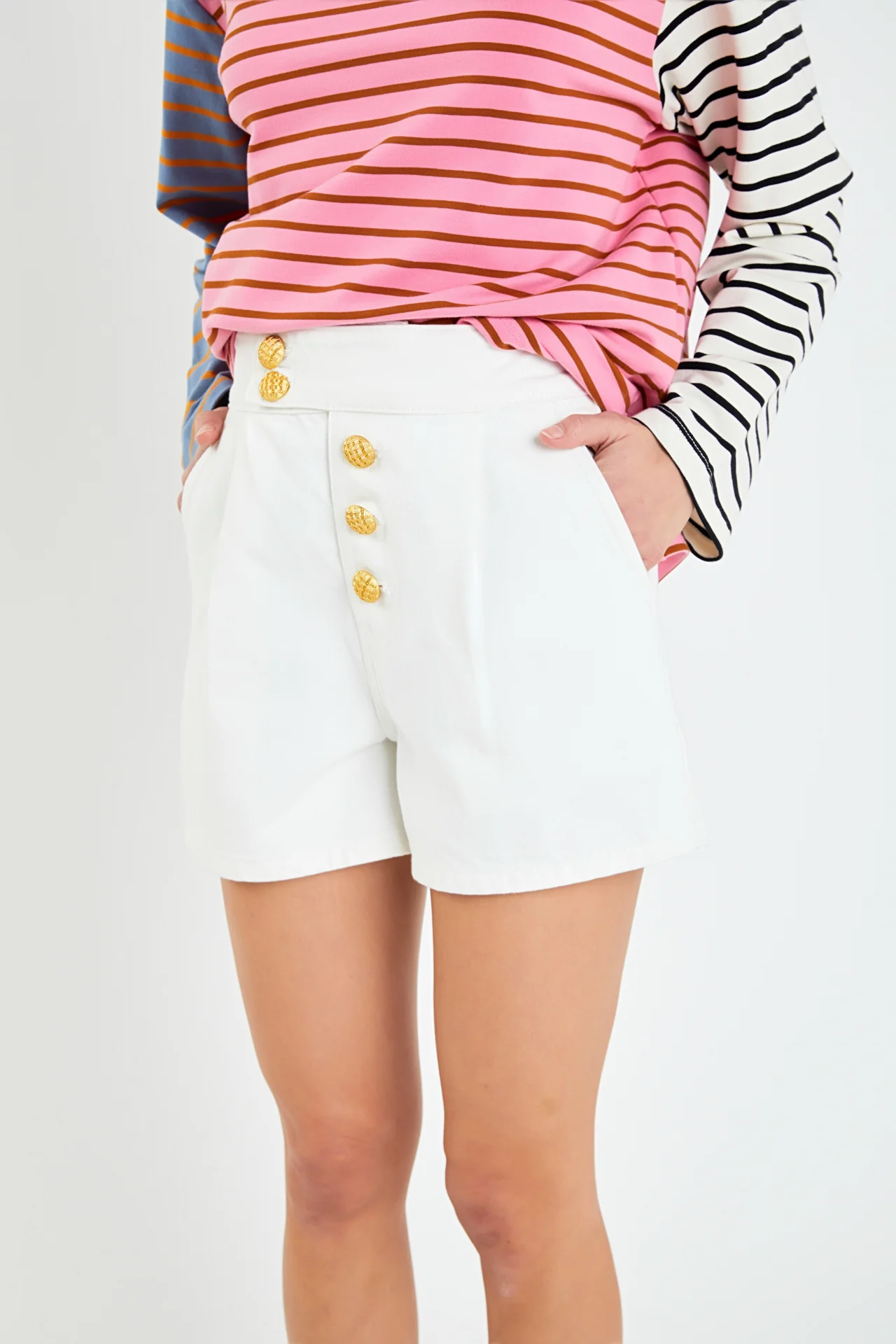 Buttoned Denim Shorts - Image 17