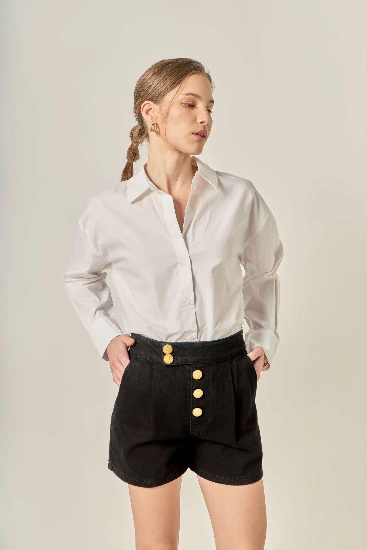 Buttoned Denim Shorts - Image 8