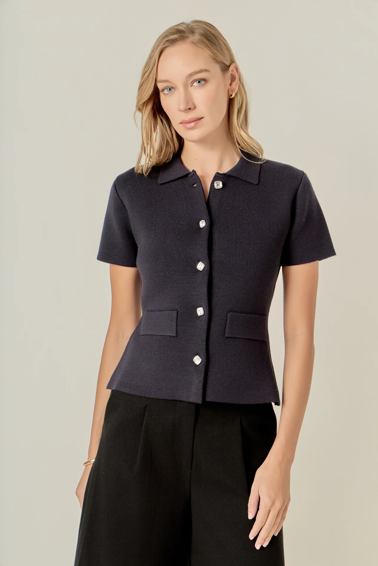 Gem Button Knit Top - Image 10