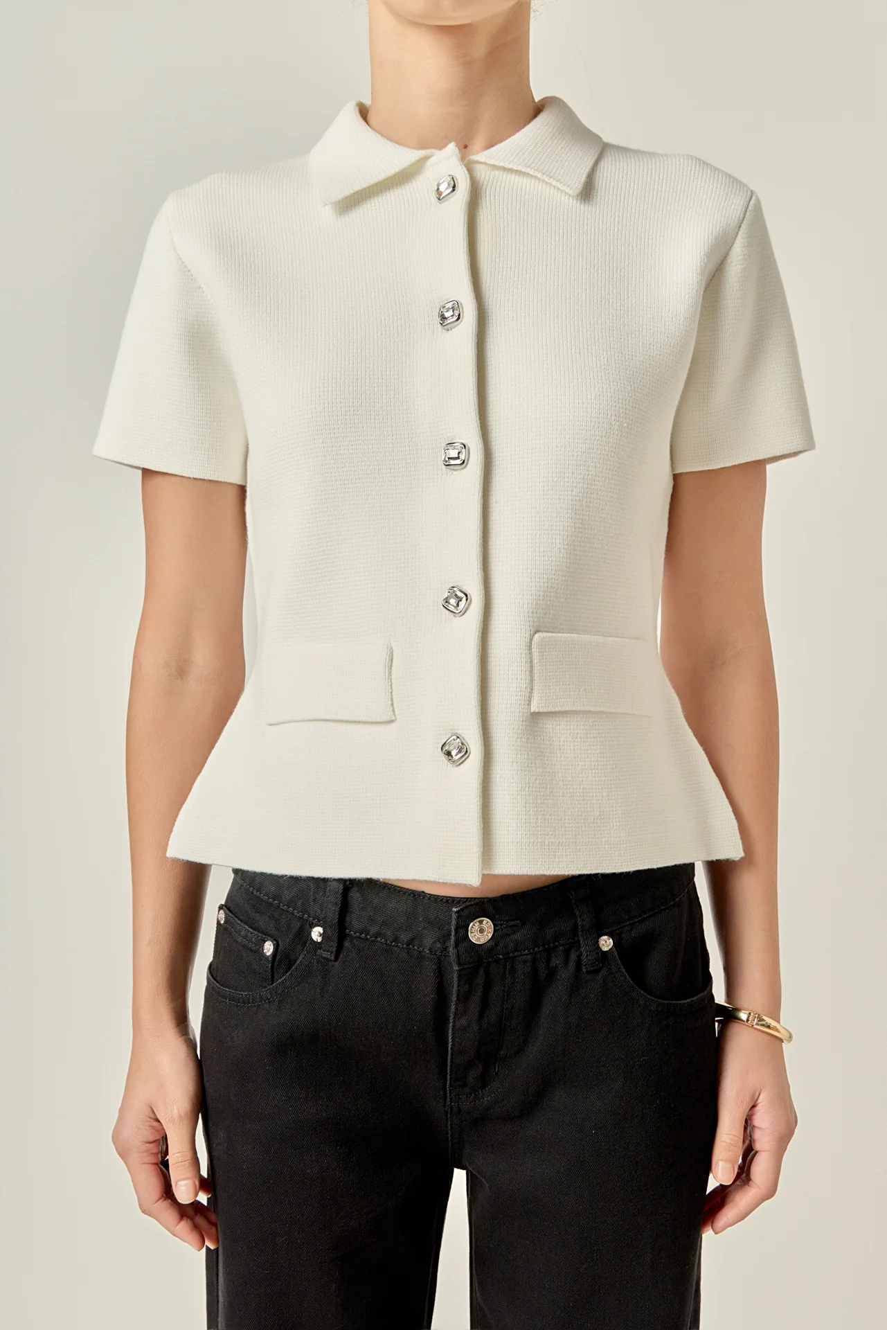 Gem Button Knit Top - Image 2
