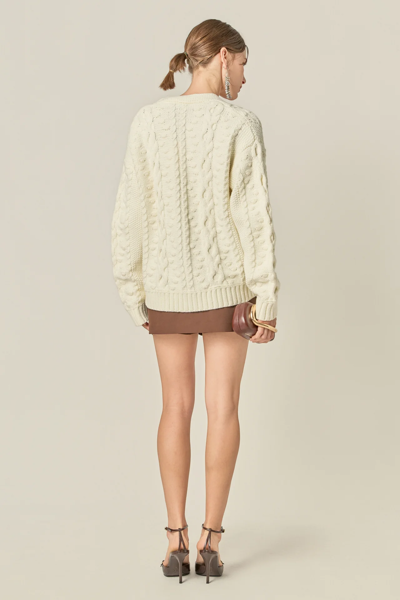 Cable Knit Cardigan with Flower Detail - Image 4
