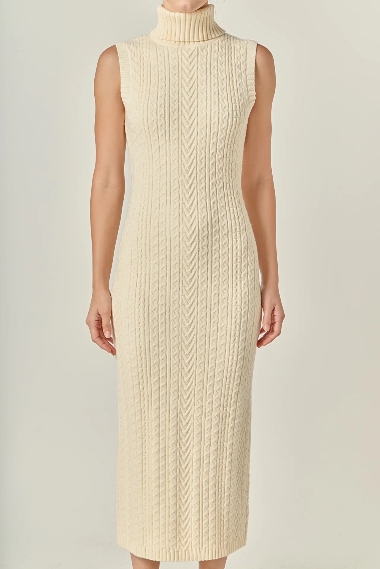 Cable Knit Mock Neck Midi Dress - Image 14