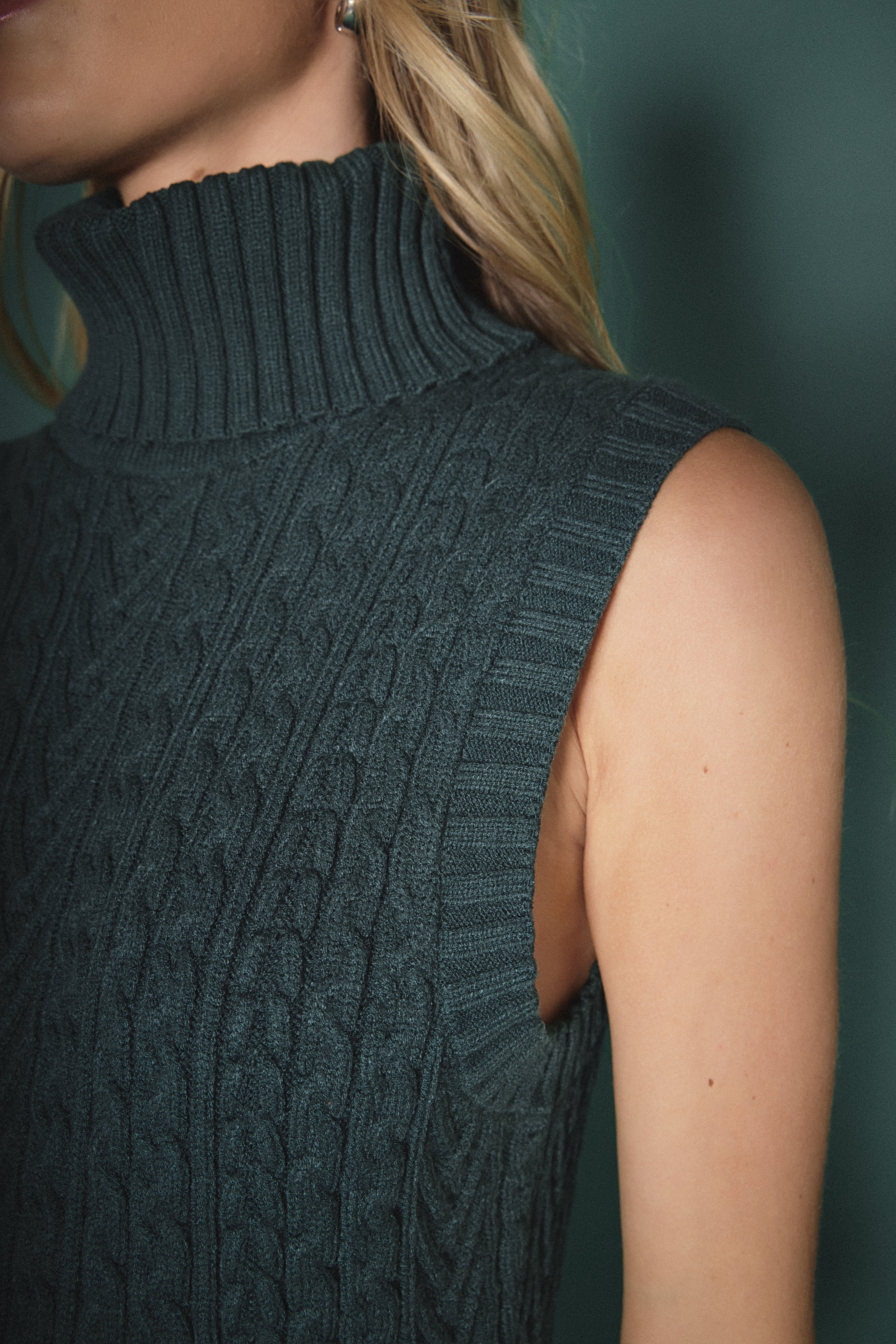 Cable Knit Mock Neck Midi Dress - Image 8