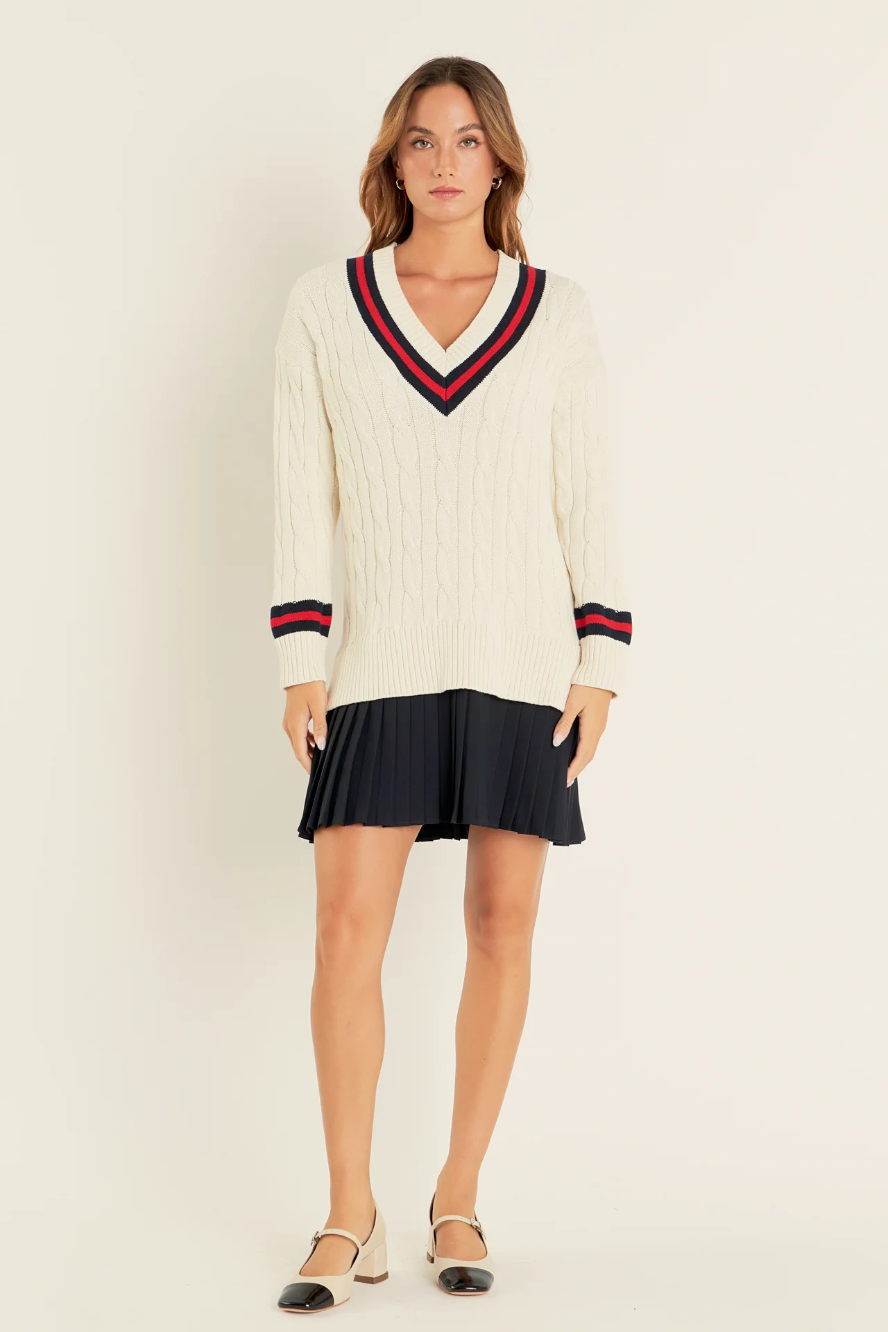 Cable Knit Pleated Sweater Dress - Image 10