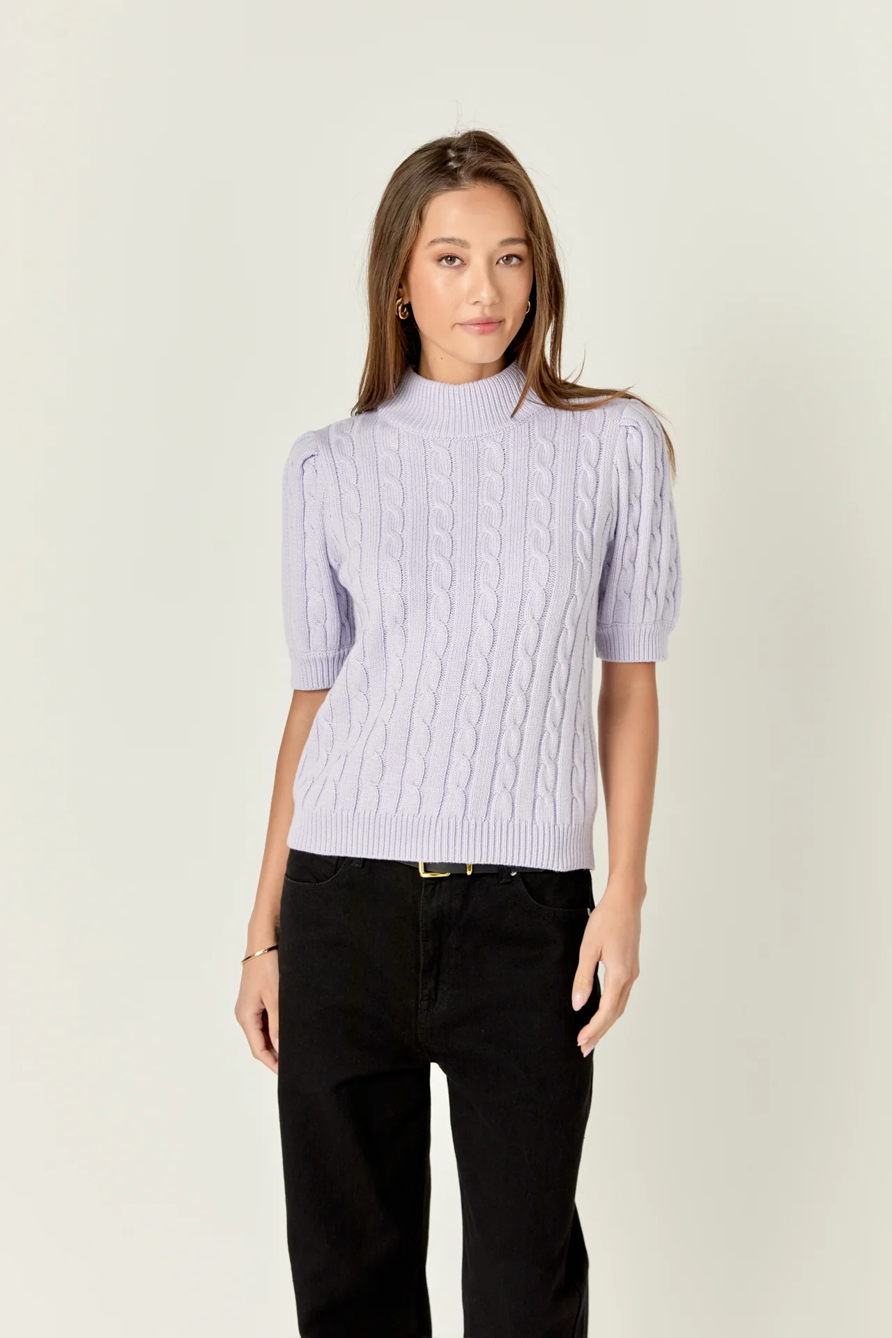 Short-Sleeve Cable-Knit Sweater - Image 10