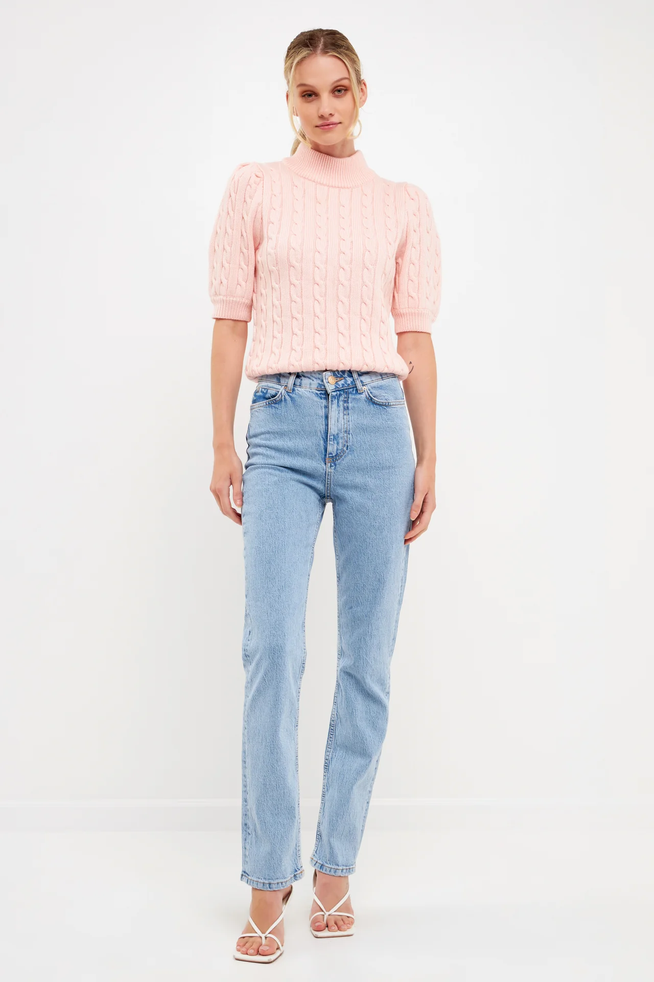 Short-Sleeve Cable-Knit Sweater - Image 11