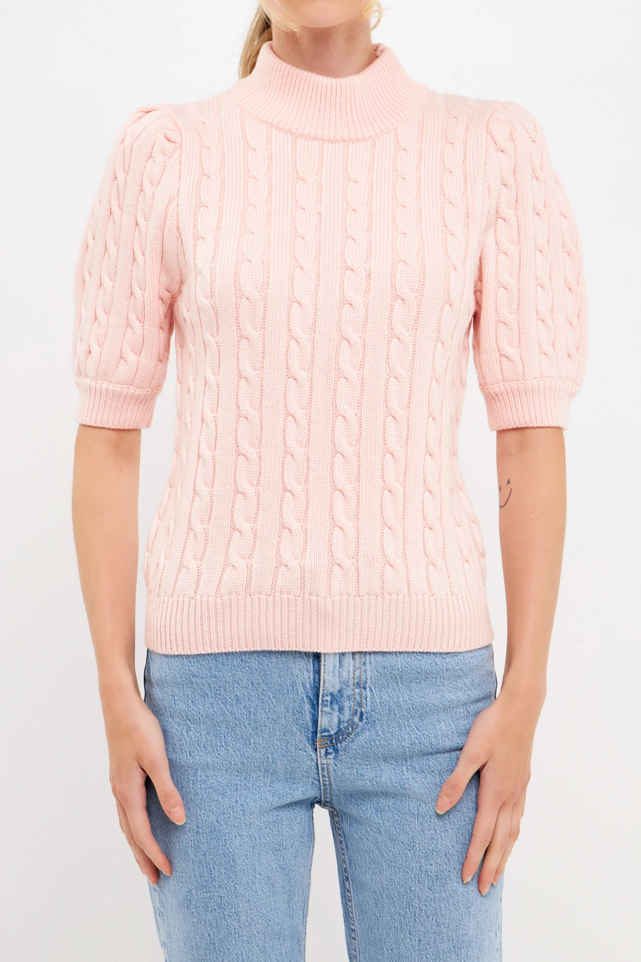 Short-Sleeve Cable-Knit Sweater - Image 12
