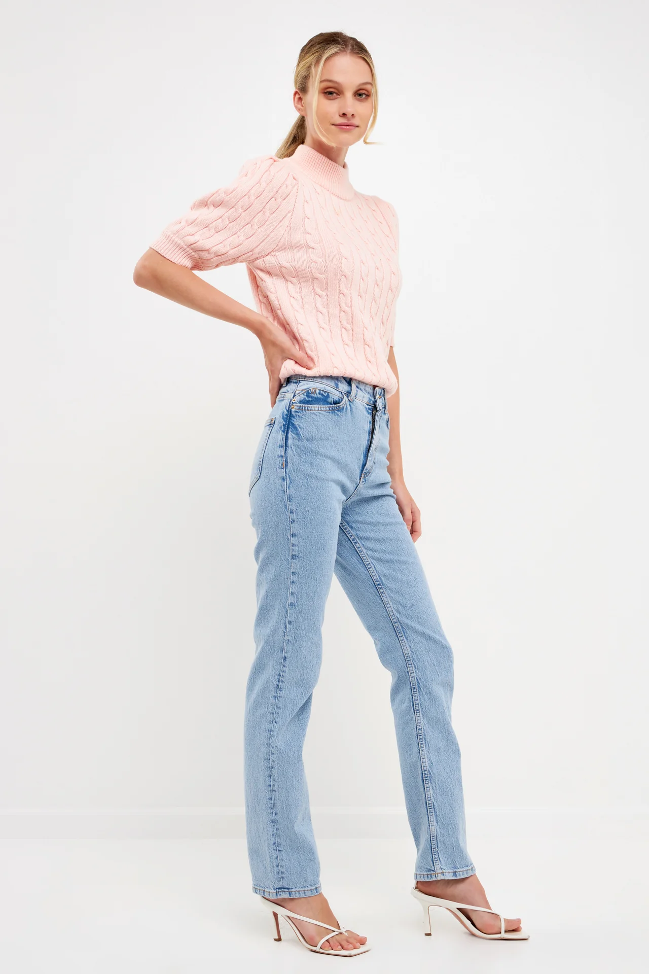 Short-Sleeve Cable-Knit Sweater - Image 13