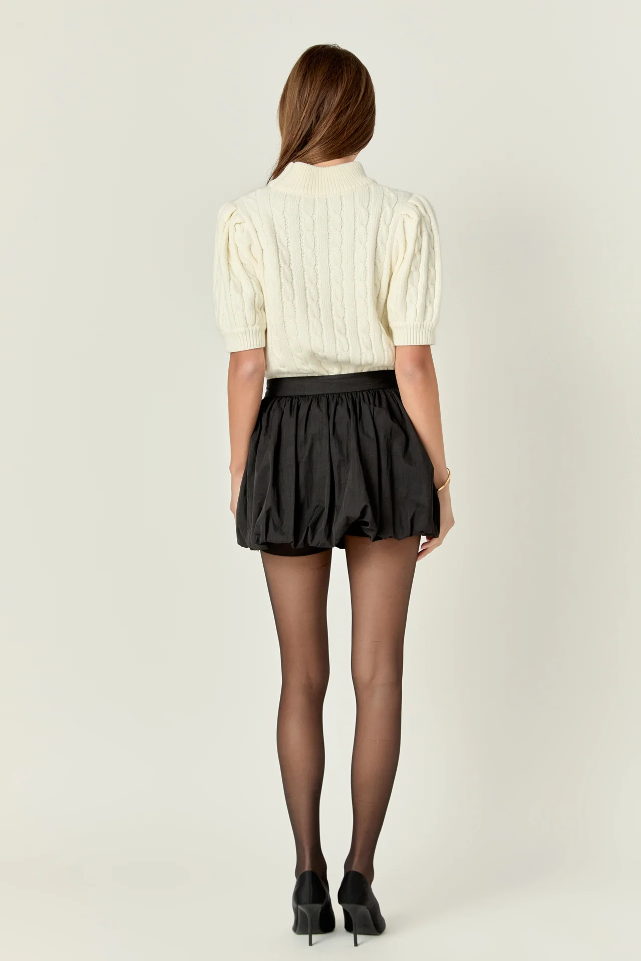 Short-Sleeve Cable-Knit Sweater - Image 4