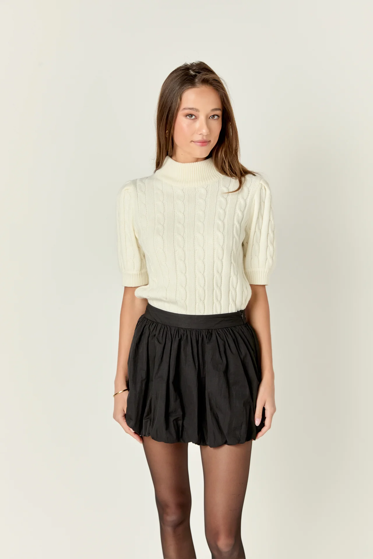 Short-Sleeve Cable-Knit Sweater - Image 5