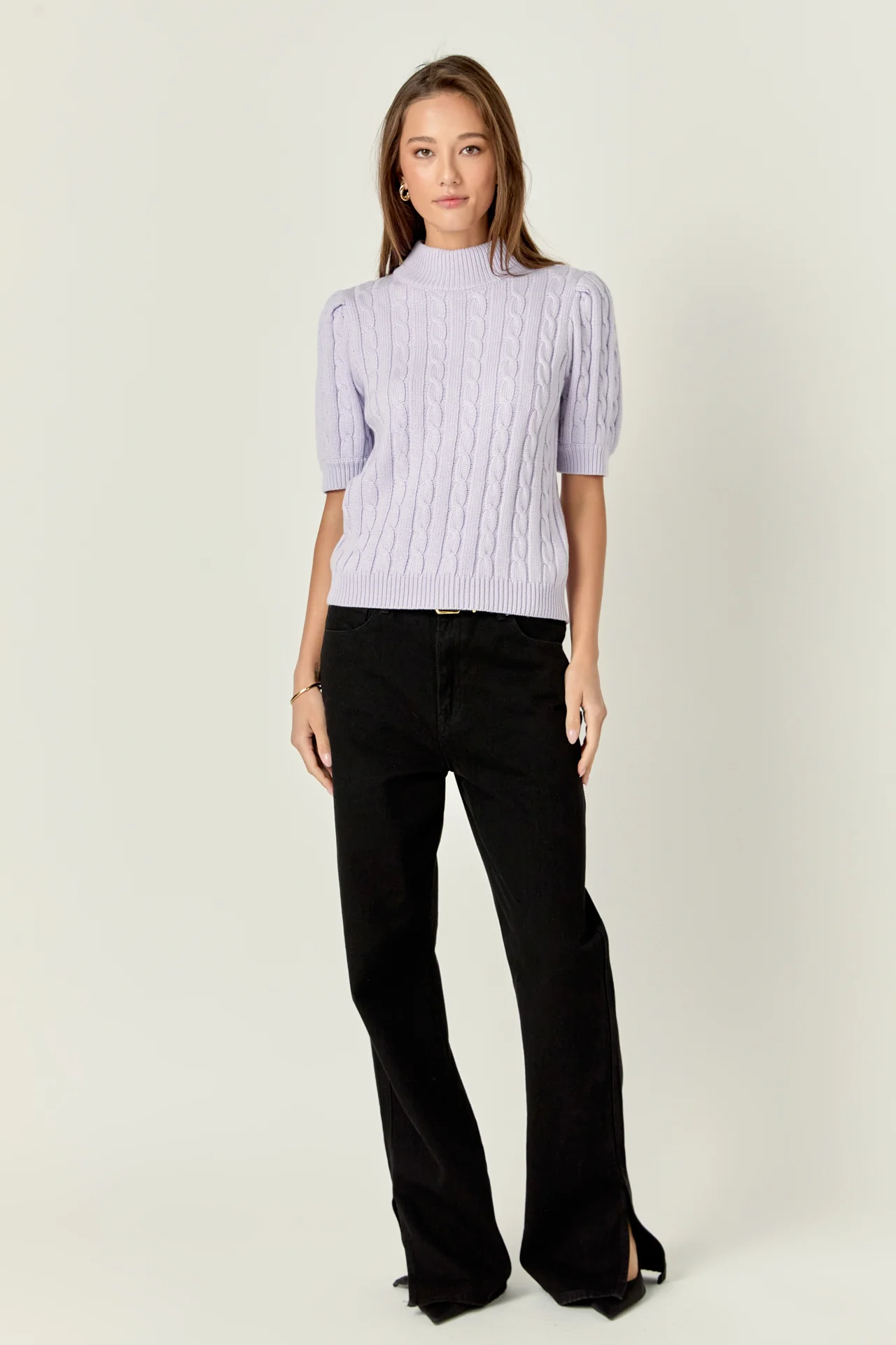 Short-Sleeve Cable-Knit Sweater - Image 6