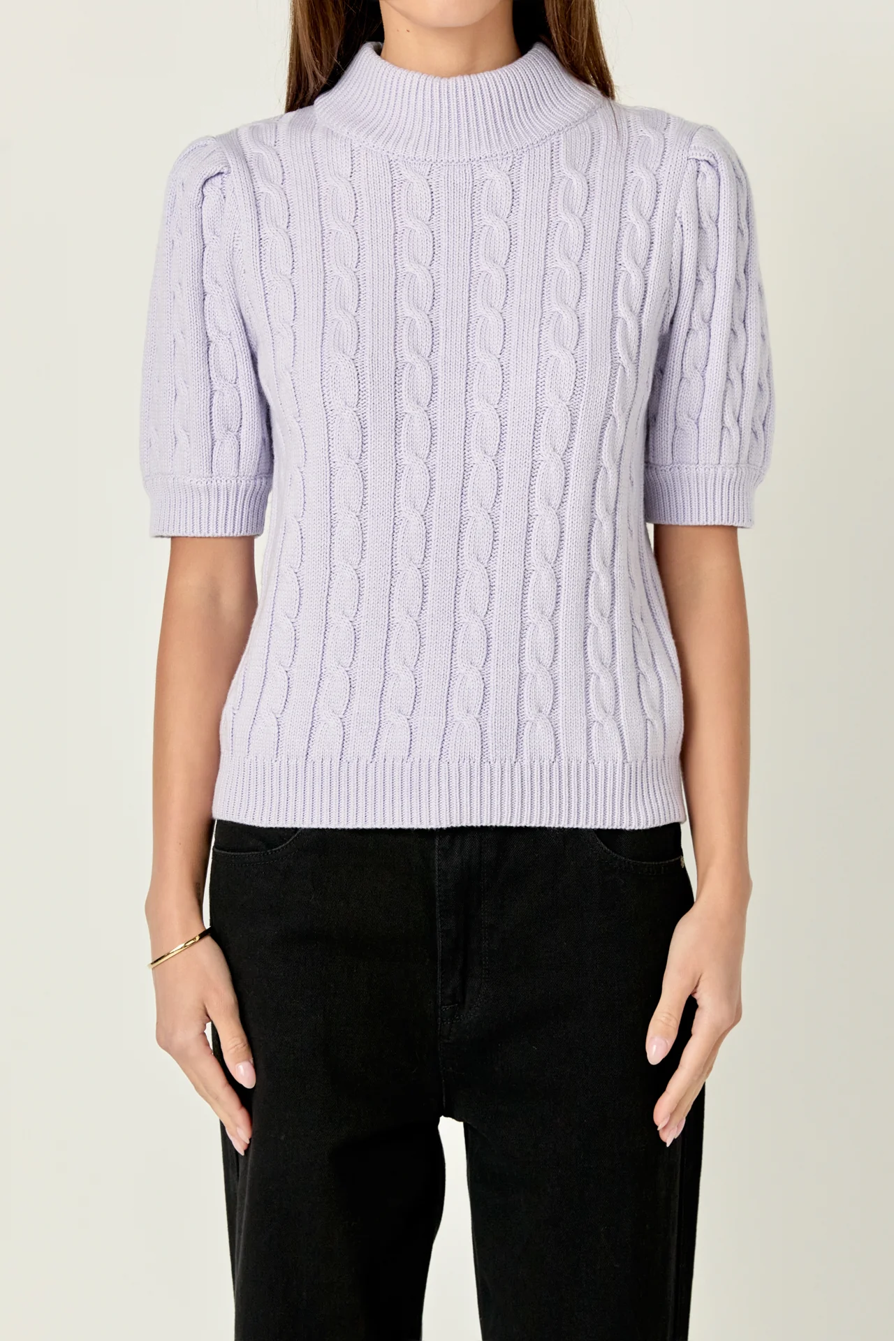 Short-Sleeve Cable-Knit Sweater - Image 7