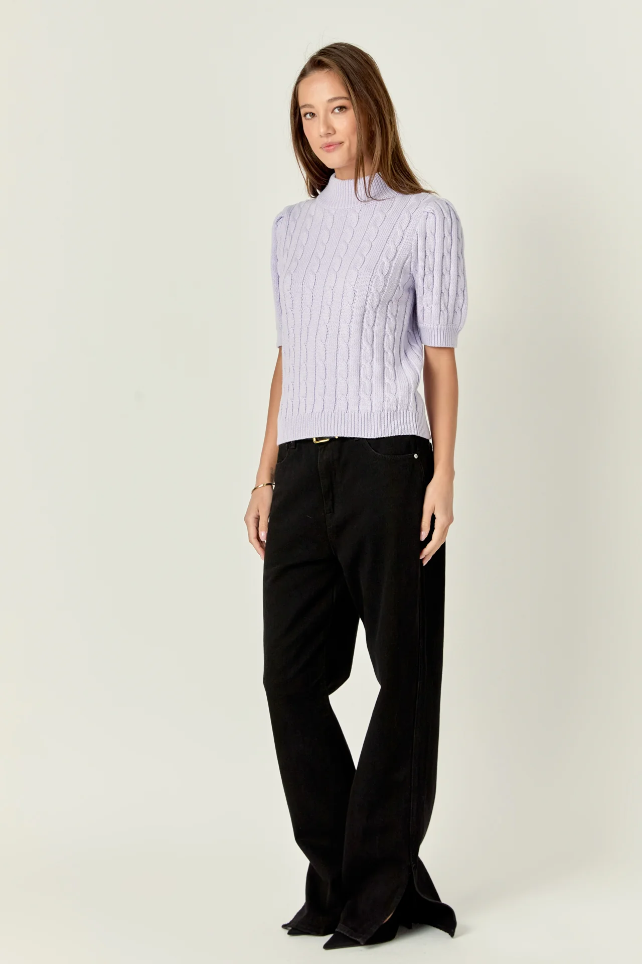 Short-Sleeve Cable-Knit Sweater - Image 8