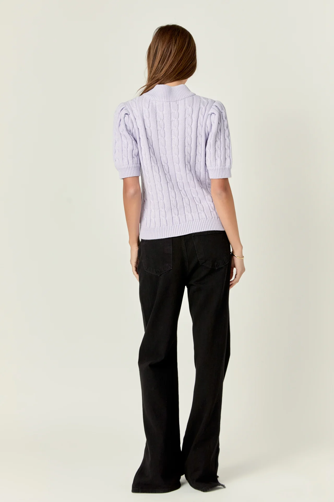 Short-Sleeve Cable-Knit Sweater - Image 9