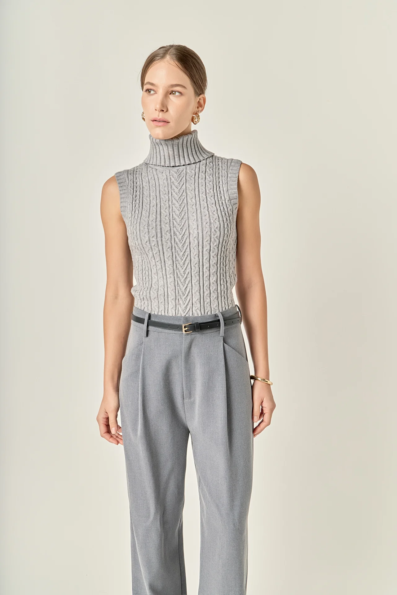 Cable Mock Neck Knit Top - Image 10