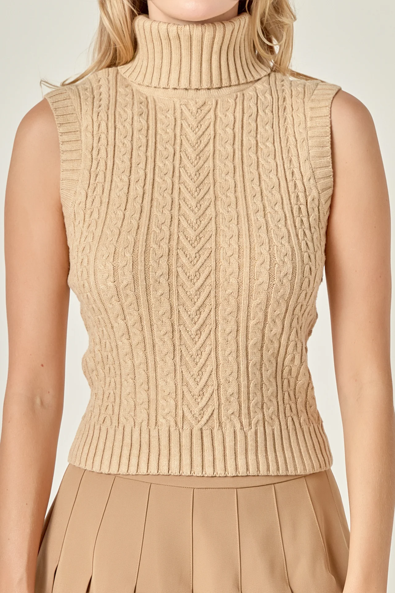 Cable Mock Neck Knit Top - Image 12