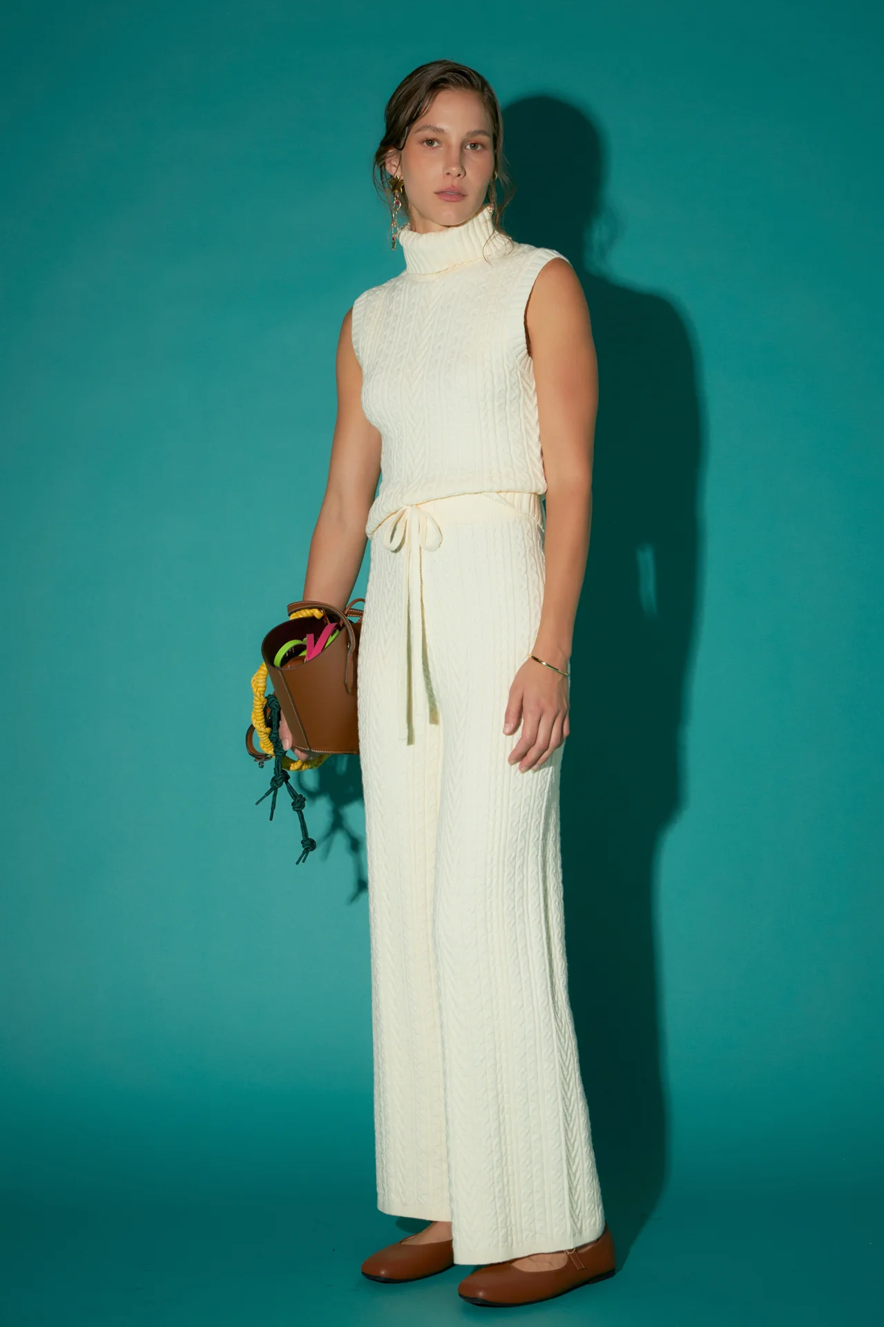 Cable Mock Neck Knit Top - Image 3
