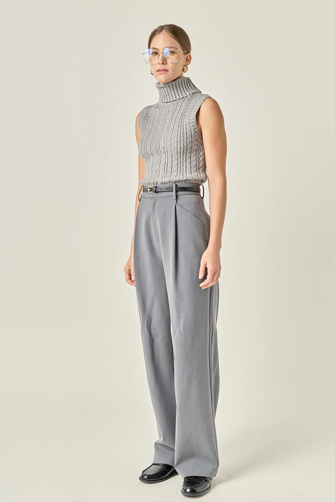 Cable Mock Neck Knit Top - Image 8