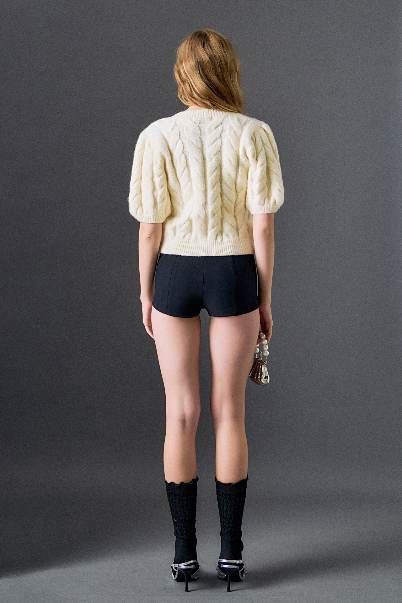 Pearl Bow Cable Knit Cardigan - Image 5