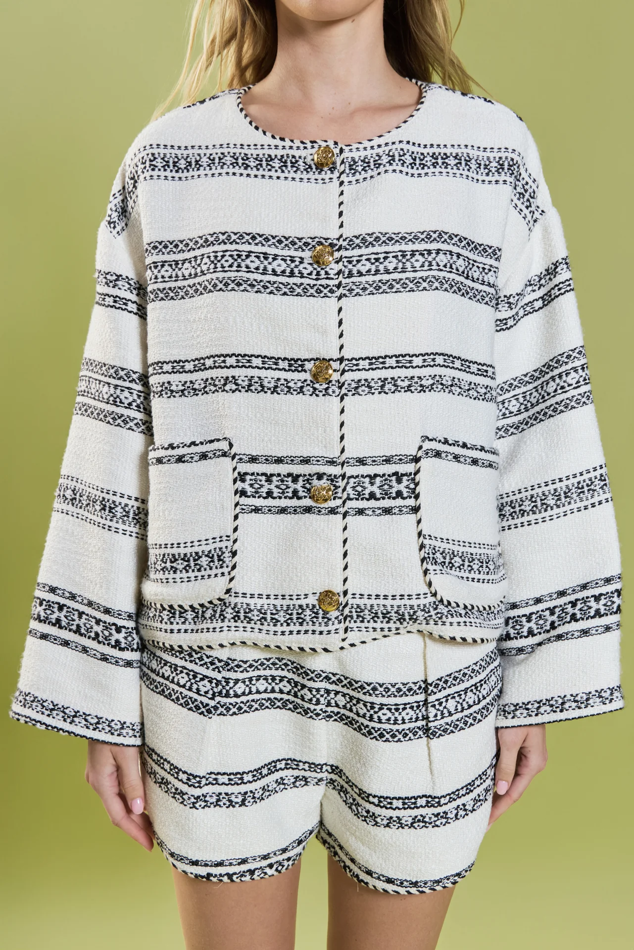 Sienna Striped Tweed Cardigan - Image 2