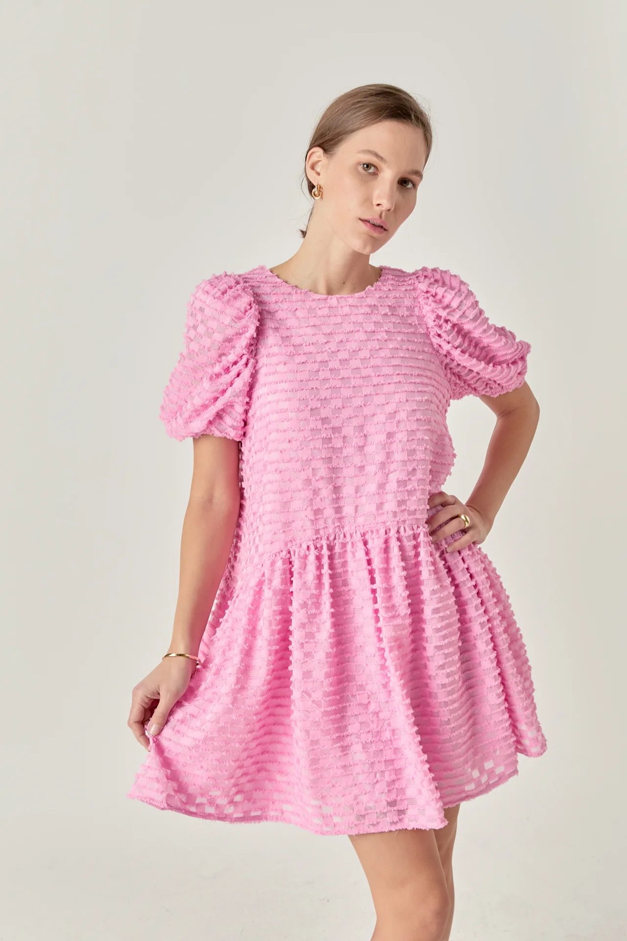 Check Baby Doll Mini Dress - Image 5