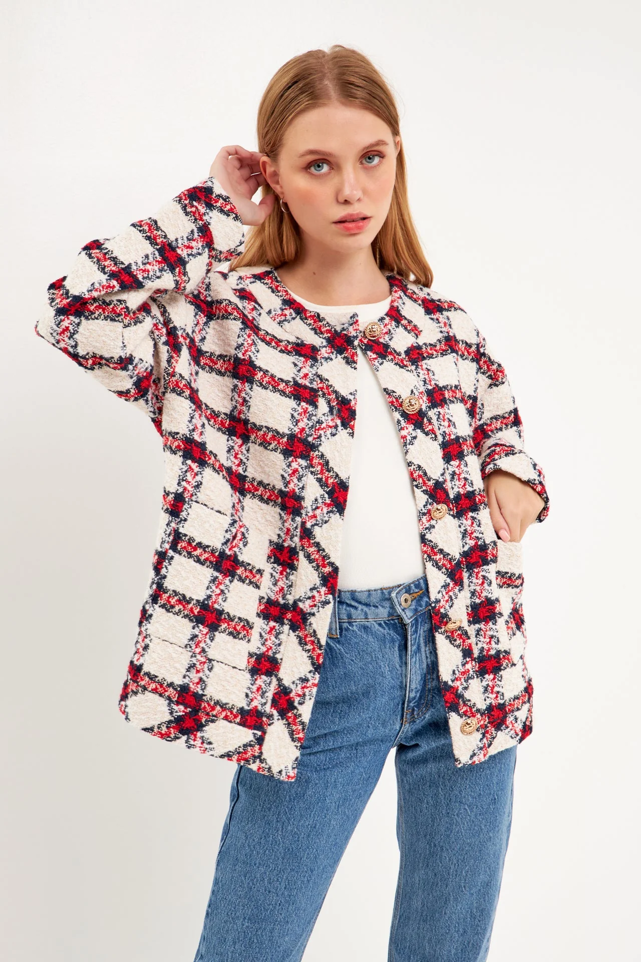 Plaid Boucle Jacket - Image 12