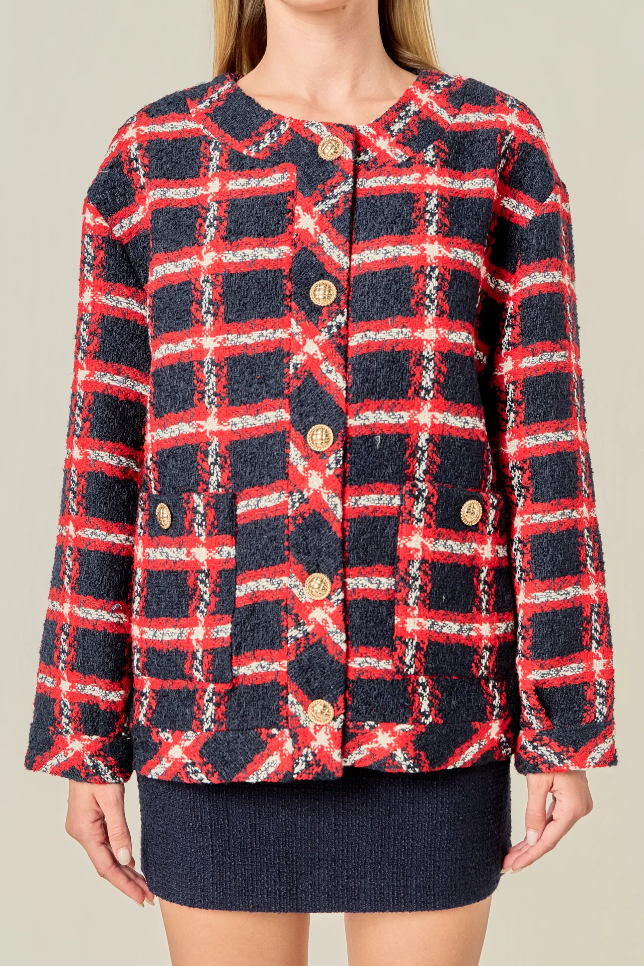 Plaid Boucle Jacket - Image 2