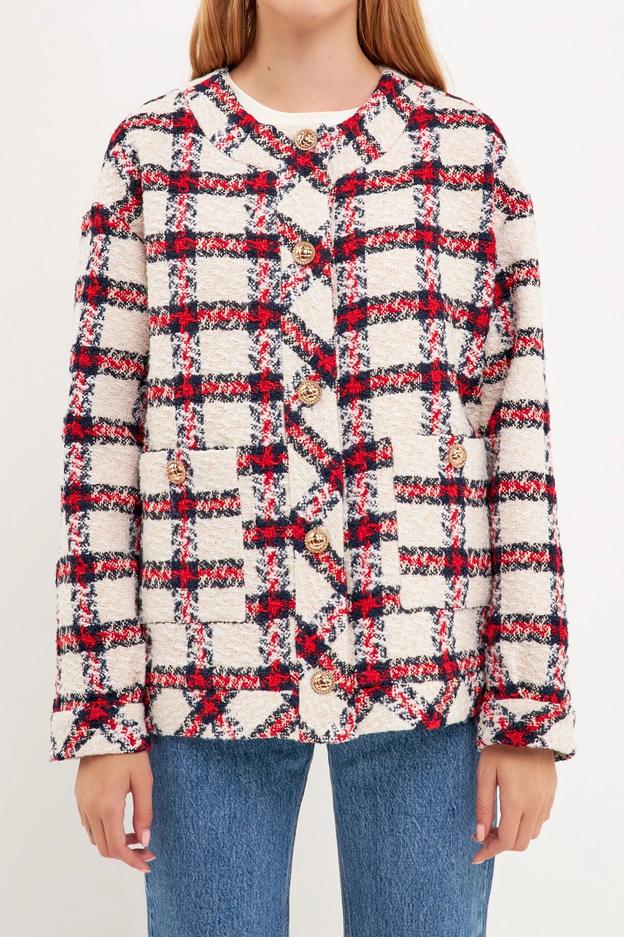 Plaid Boucle Jacket - Image 9