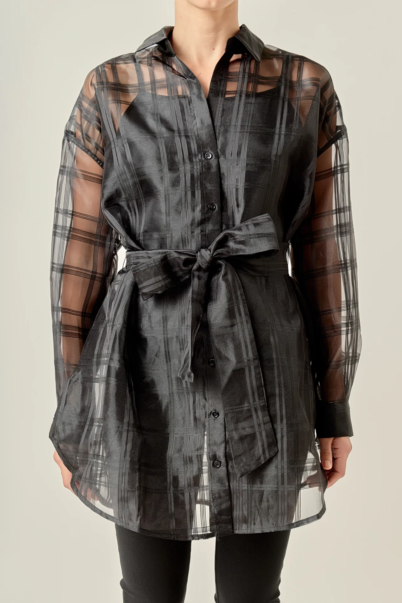 Check Organza Long Shirt - Image 2