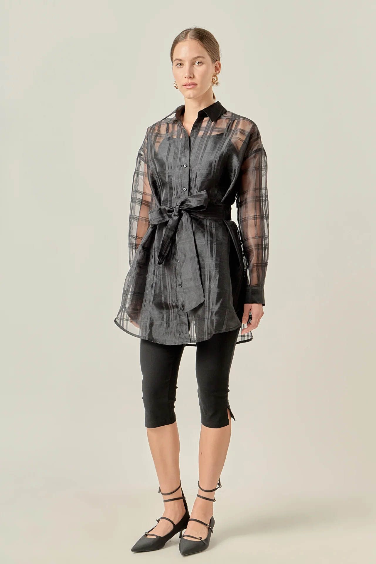 Check Organza Long Shirt - Image 3