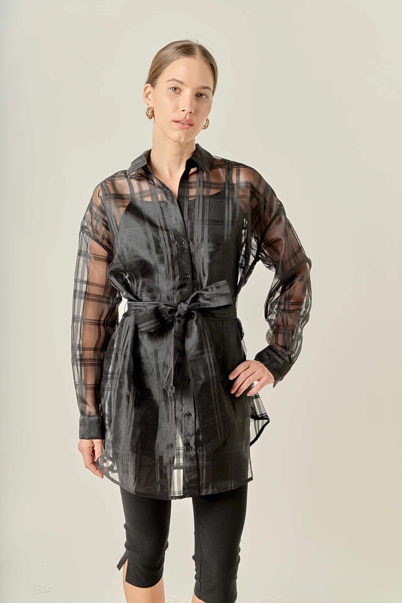 Check Organza Long Shirt - Image 5