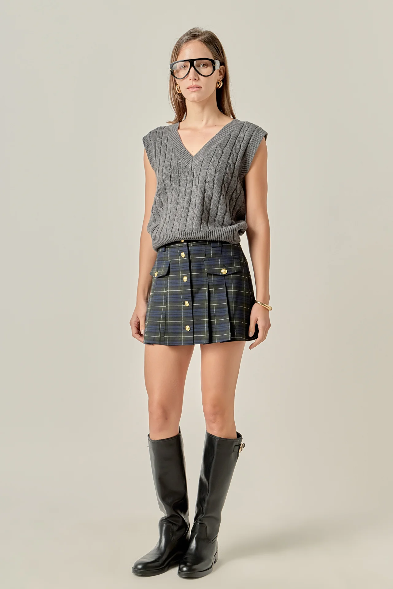 Madeline Check Pleated Mini Skort - Image 7
