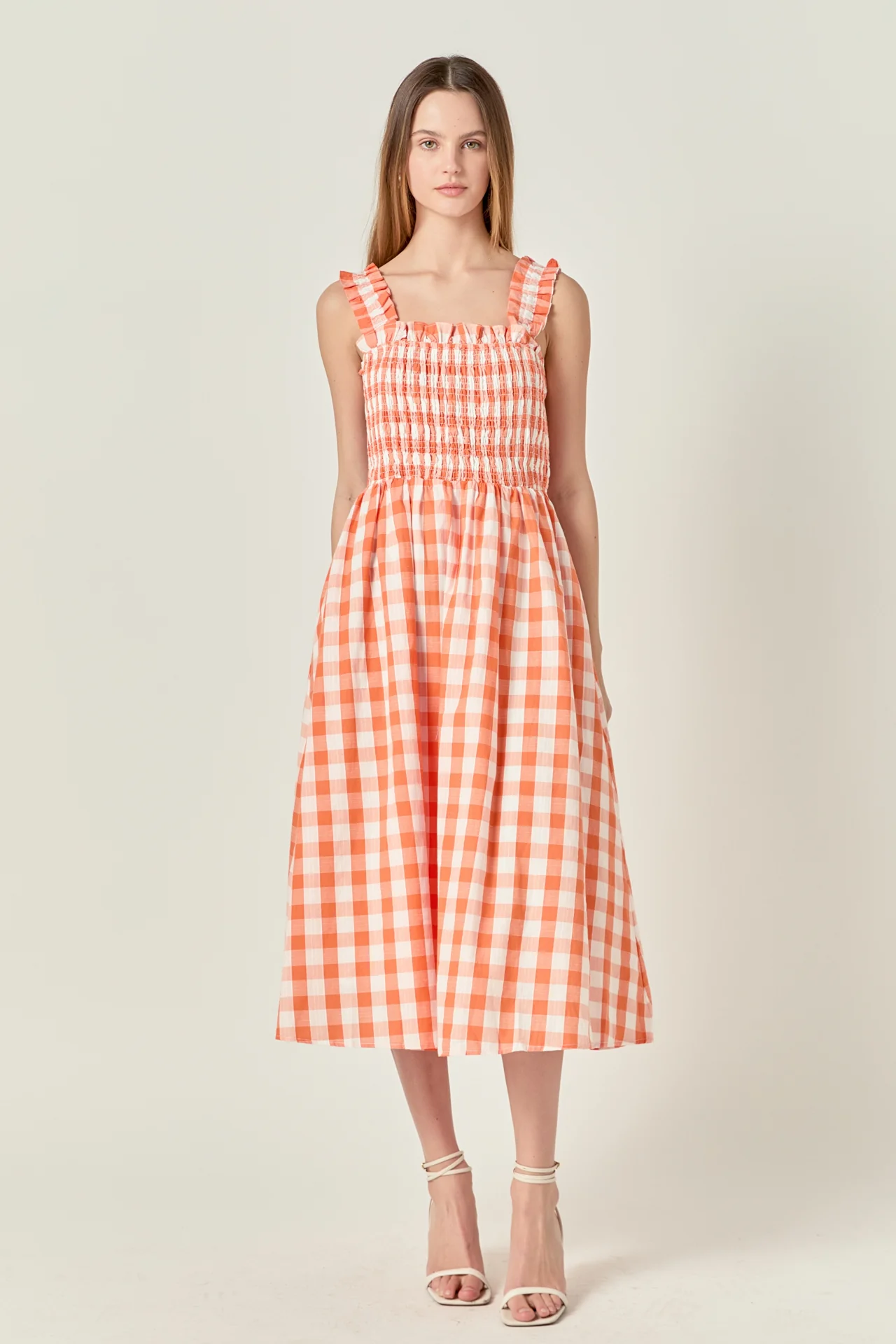 Check Print Smocked Dress - Image 6