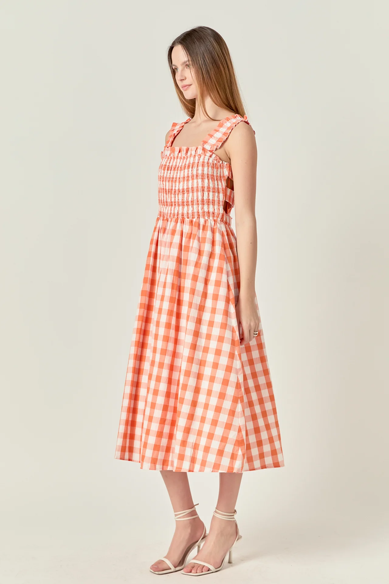Check Print Smocked Dress - Image 8