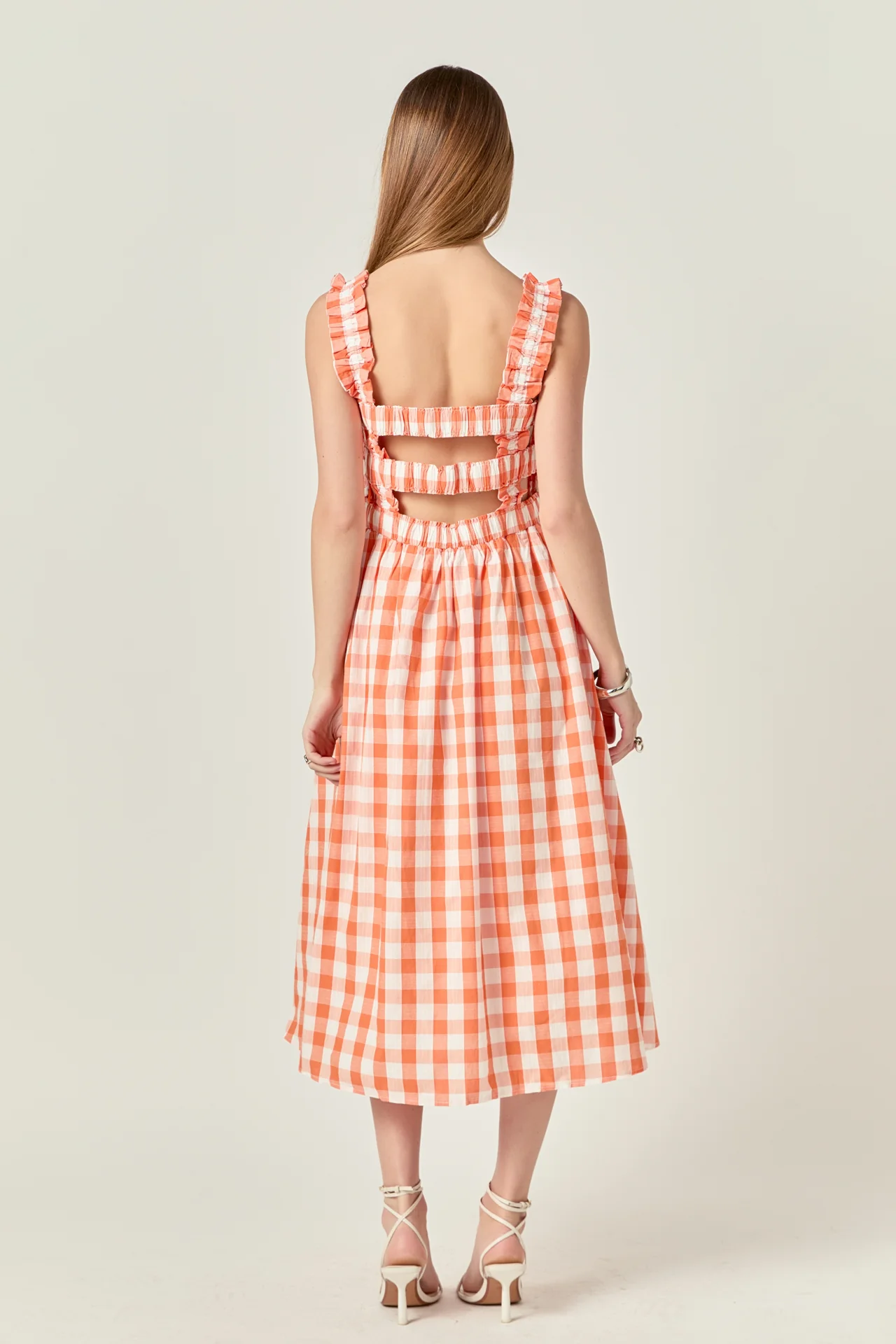Check Print Smocked Dress - Image 9