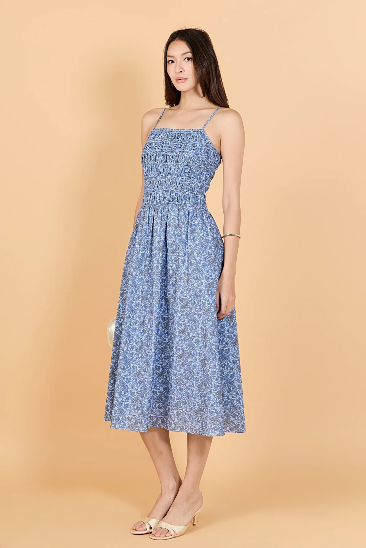 Paisley Smocked Midi Dress - Image 3
