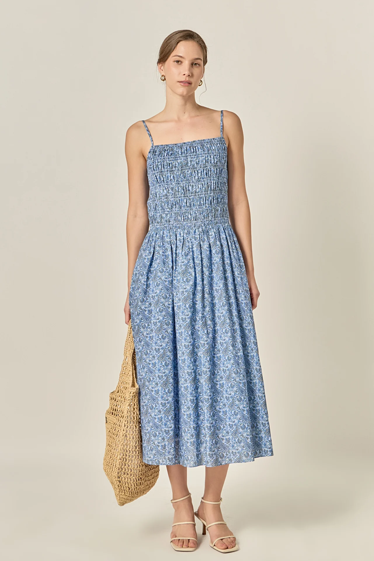 Paisley Smocked Midi Dress - Image 7