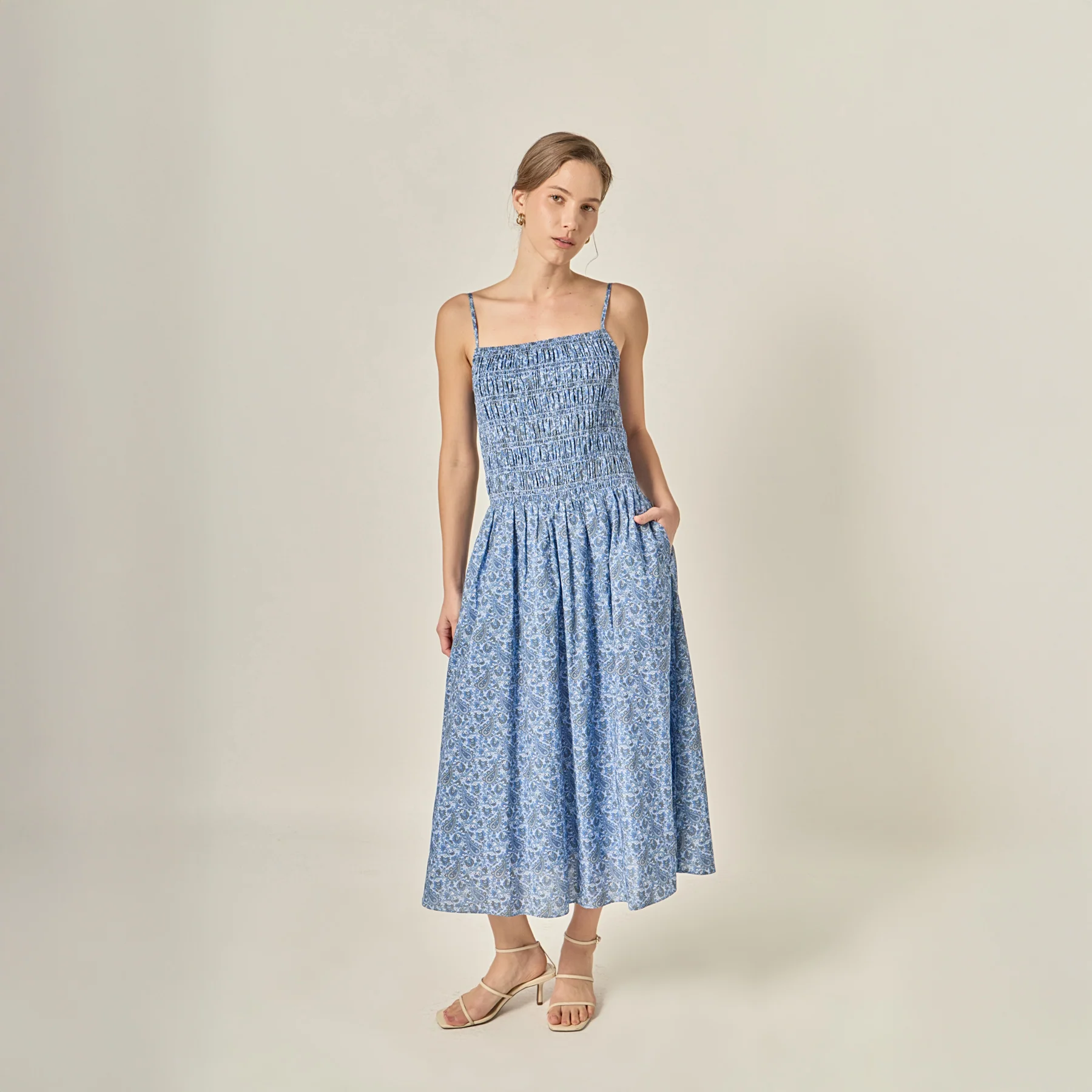 Paisley Smocked Midi Dress - Image 8